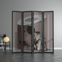 Modern light luxury folding mobile screen Living room Hotel bedroom entrance partition decoration Office solid wood abstract folding screen