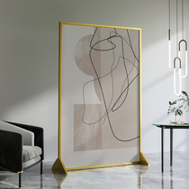 Modern light luxury art abstract lines Morandi Wabi-Sabi wind screen partition Living room bedroom entrance Mobile seat screen