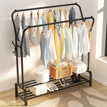 Floor-to-ceiling clothes rack hanging clothes bar folding indoor simple hangers household bedroom clothes shelves balcony cool clothes hangers