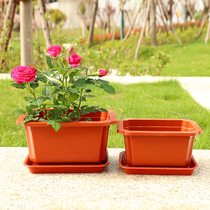 Square rectangular plastic flower plate large balcony planting flower planting vegetable flower plate Flower tray long flower pot
