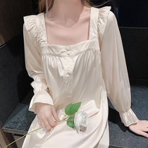 2021 Autumn New exquisite socialite French retro girly temperament pajamas women long sweet nightgown home clothes