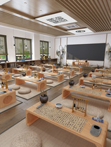 Kindergarten country school table solid wood calligraphy table Chinese meditation tea art table Go dwarf table training course table and chairs