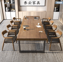 Solid Wood conference long desk office computer desk loft simple modern large board table negotiation table chair Group horn chair