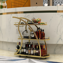 Golden high-end dining car cart 4s restaurant hotel kitchen KTV tea truck beauty three-layer mobile shelf