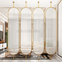 Changhong glass partition Light luxury modern simple living room Stainless steel rotating screen Wrought iron entrance block decorative wall