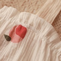 White Peach Japanese sweet cotton gauze pajamas female Summer Girl suspender shorts set