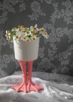 MUSe Garden whipped pink goose leg is funny hand-painted ceramic high foot universal storage bowl flowerpot