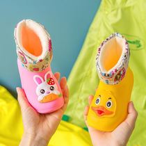 Jumping mud pit rain shoes fashion children warm cotton non-slip water shoes baby children rain boots men and women cute cartoon