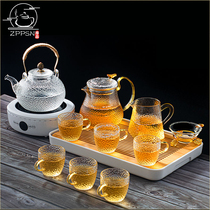 ZPPSN glass tea set home living room office simple high-grade high temperature resistant cooking teapot tea cup set