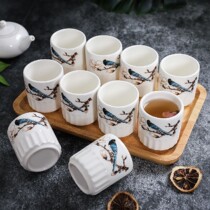 Household ceramic two or two glasses Jingdezhen Chinese tea cup commercial large white glass set tea set can be microwave oven
