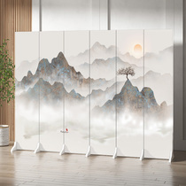 New Chinese-style screen partition living room entrance room to block home simple fabric mobile home folding seat screen