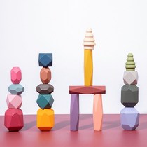 Childrens colored wooden stone stacked music building blocks high balance infant assembly educational early childhood toys