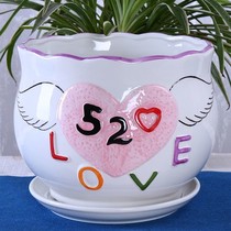 Flower pot ceramic special clearance with tray porcelain flower pot Chlorophyll creative Green simple personality multi-meat flower pot