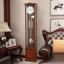European mechanical floor clock American living room retro clockwork big pendulum clock home creative solid wood Hermler standing clock