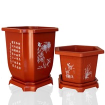High tube long orchid flower pot special pot plastic basin hexagonal gentleman square pot octagonal basin special clearance