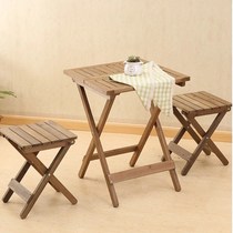 Simple solid wood foldable table and chair outdoor portable table chair balcony small wooden table casual combination dining table and chair