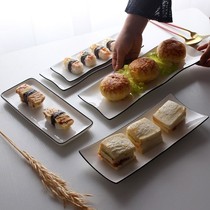 Japanese plate rectangular sushi long plate simple snack plate western food plate ceramic tableware Nordic creative long plate