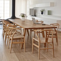Solid wood conference table Ash wood dining table and chair log dining table simple long table designer desk homestay big board table