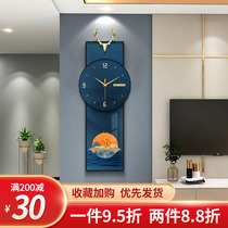 Nordic timepiece hanging bell decoration painting Living room Modern minimalist Elk Deer Art Fashion Home Web Red Atmosphere Clock Painting