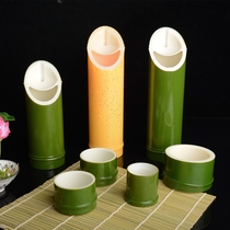 Sishan platter decoration bamboo-shaped bamboo tube root seafood postures decoration plate props small ornaments Japanese decoration plate decoration