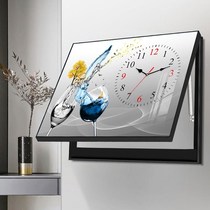 Crystal single hydraulic decorative painting mute wall clock distribution box living room dining room hanging painting fruit still life vase clock