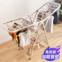 Stainless steel drying rack floor folding household bedroom drying pole balcony indoor drying rack drying quilt artifact