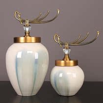 Chinese neo-classical ceramic storage jar ornaments home living room entrance cabinet model room soft decoration decorations