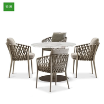 Nordic Outdoor Rattan Choreography Table And Chairs Terrace Outdoor Patio Balcony Casual Rattan Chair Three Sets Combination Mesh Red Table and chairs