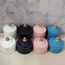 Export gold pottery pink storage ornament other cotton swab jar porcelain storage jar sugar nano fruit jar jewelry receiving can