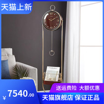Light luxury metal floor clock modern simple silent large clock villa luxury creative Shi Ying gold-plated decorative clock
