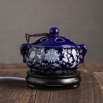 Electric incense burner timing temperature adjustment electronic aromatherapy ceramic sinking sandalwood stove plug-in powder cover aromatherapy lamp essential oil incense