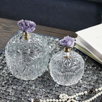 Home French glass amethyst cluster lid candy dried fruit storage jar creative luxury storage jar ornaments.