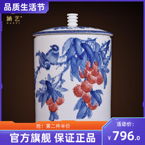 Jingdezhen ceramics hand-painted blue and white tea storage jar gift office home living room table top decoration ornaments