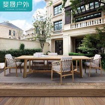 Outdoor teak table and chairs Villa Hotel Fujinchair Outdoor Leisure Open-air Patio Garden Embalming Wooden Rattan choreography Chair Composition