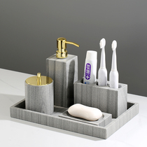 Marble Bathroom Five Pieces Toilet Washroom Washstand Trays Trays Wash Suit Combination Nordic Bathrooms Light Lavish Accessories