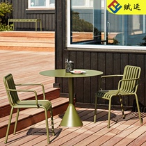 Nordic minimalist outdoor patio table and chairs open-air garden iron art balcony casual milk tea shop online red small table and chairs combined