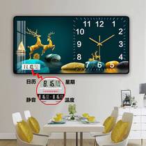 New battery perpetual calendar frameless painting wall watch art wall clock net red clock electronic calendar decorative painting clock static