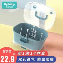 a baby bottle storage box portable large baby tableware storage box milk bottle drain with cover dustproof and dry