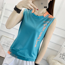 Sleeveless quick dry short sleeve female round collar vest ultra-thin breathable elastic running fast dry clothes outdoor sports blouses