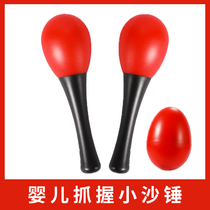 Small sand hammer baby red nibbling with a rattle grip and training newborn to catch a black and white early education puzzle toy