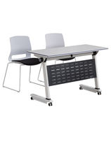 Training table and chair combination can be spliced flip table mobile long table with wheels Multifunctional office folding conference table
