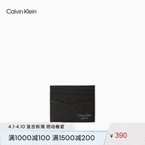 CK Jeans22 Spring new mens classic multi-position metal color LOGO embossed cow leather card bag HP1783