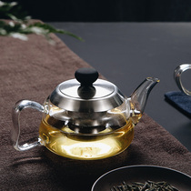 Yafeng acacia pot thickened high temperature resistant transparent glass bubble tea pot heat resistant large tea set stainless steel filter flower tea