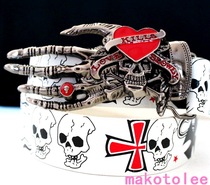 Personality mens belt white belt fashion trend youth belt Korean skull non mainstream belt female