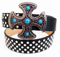 American West denim mens belt Womens trend youth belt Korean version of sapphire rivet domineering buckle belt