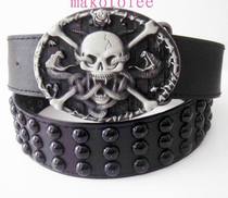 Mens belt personality belt tide domineering Korean pants Buckle Head skull snake non-mainstream nightclub punk women rivets