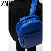 ZARA spring new pint mens bag Klein blue grain face large capacity practical double shoulder backpack 3256820011