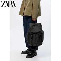ZARA Spring New Pint Mens Bag Black Explorers Travel Big Capacity Double Shoulder Backpack 3231820040
