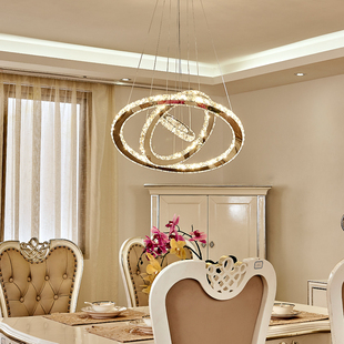 水晶灯餐厅吊灯三头简约现代遥控led客厅灯创意个性饭厅餐桌灯具