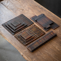 Hand-woven Japanese bamboo row antique dry bubble table small tea table Bamboo teapot tea cup tray tea mat kung fu tea set